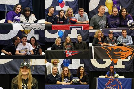 Students sign onto a school with a sports scholarship.