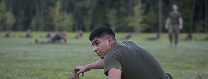 A marine corp soldier does strength training. Credit: The Marine Corps