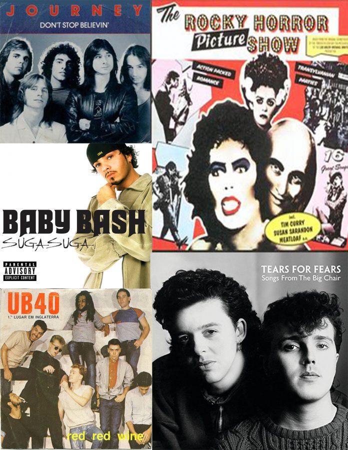 Some album covers of popular throwback songs.