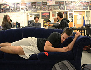 A student sleeping.