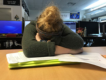 Junior Kendyl Prentice while doing homework.