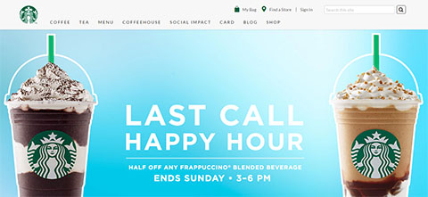 An advertisement for the happy hour.
Credit: Starbucks.com 