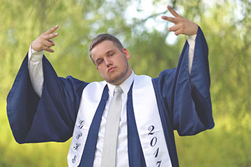 Take a photo in your rad grad outfit.