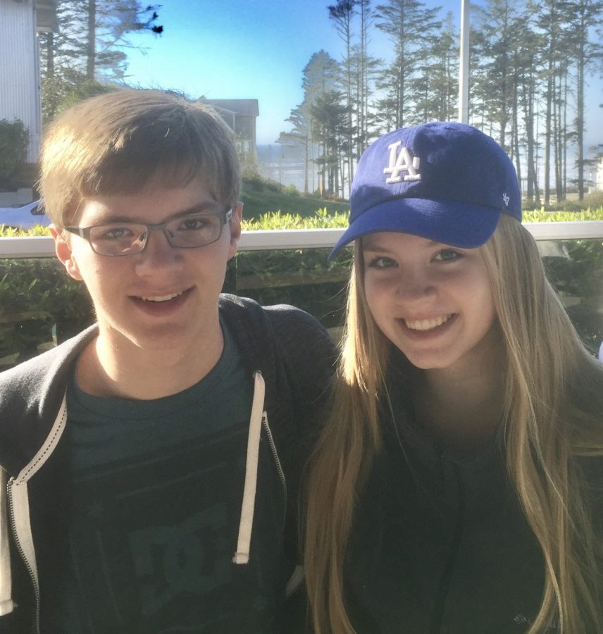 Twins Ryan and Katy Krismer outside their house.