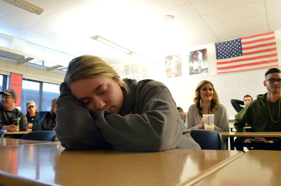 A student sleeping in class.