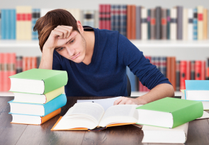 A student anxiously does his homework.
Credit: LD School