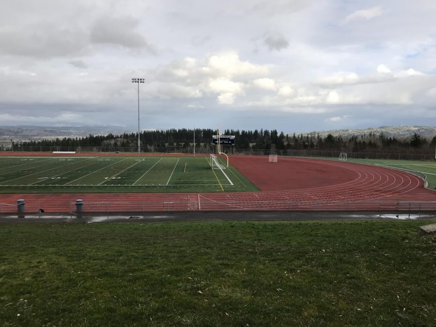 The track behind the school.
