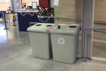 The recycling bins we have in the lunchroom.