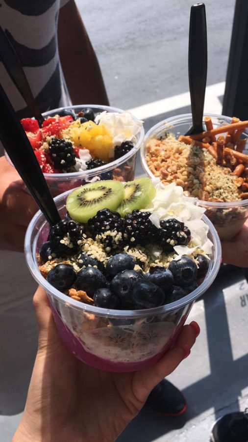 A picture of some of the Acai Bowls available at HB Beverage Company.