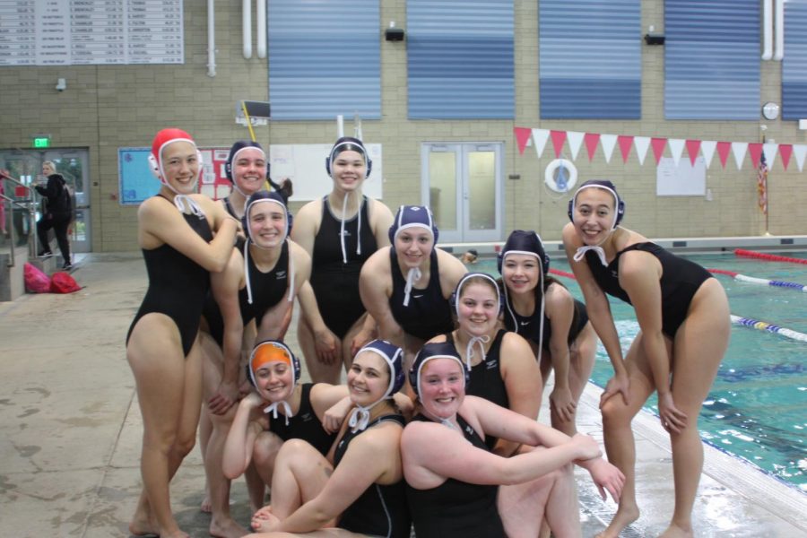 The girls water polo team after their first game.