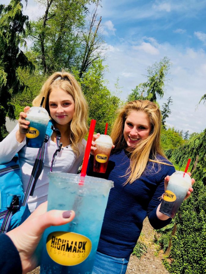 Kelsie Thuringer and Lauryne Herzog holding there Italian Sodas.