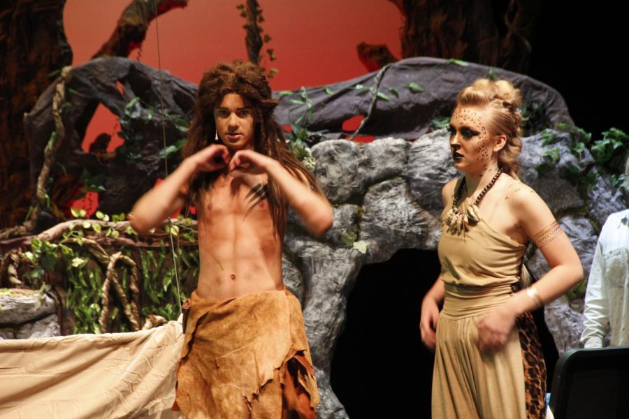 Daniel Geiszler  as Tarzan and Eleanor Molver as the Leopard at rehearsals for Tarzan the Musical.