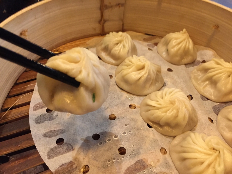 Soup dumplings at the Dough Zone restaurant.