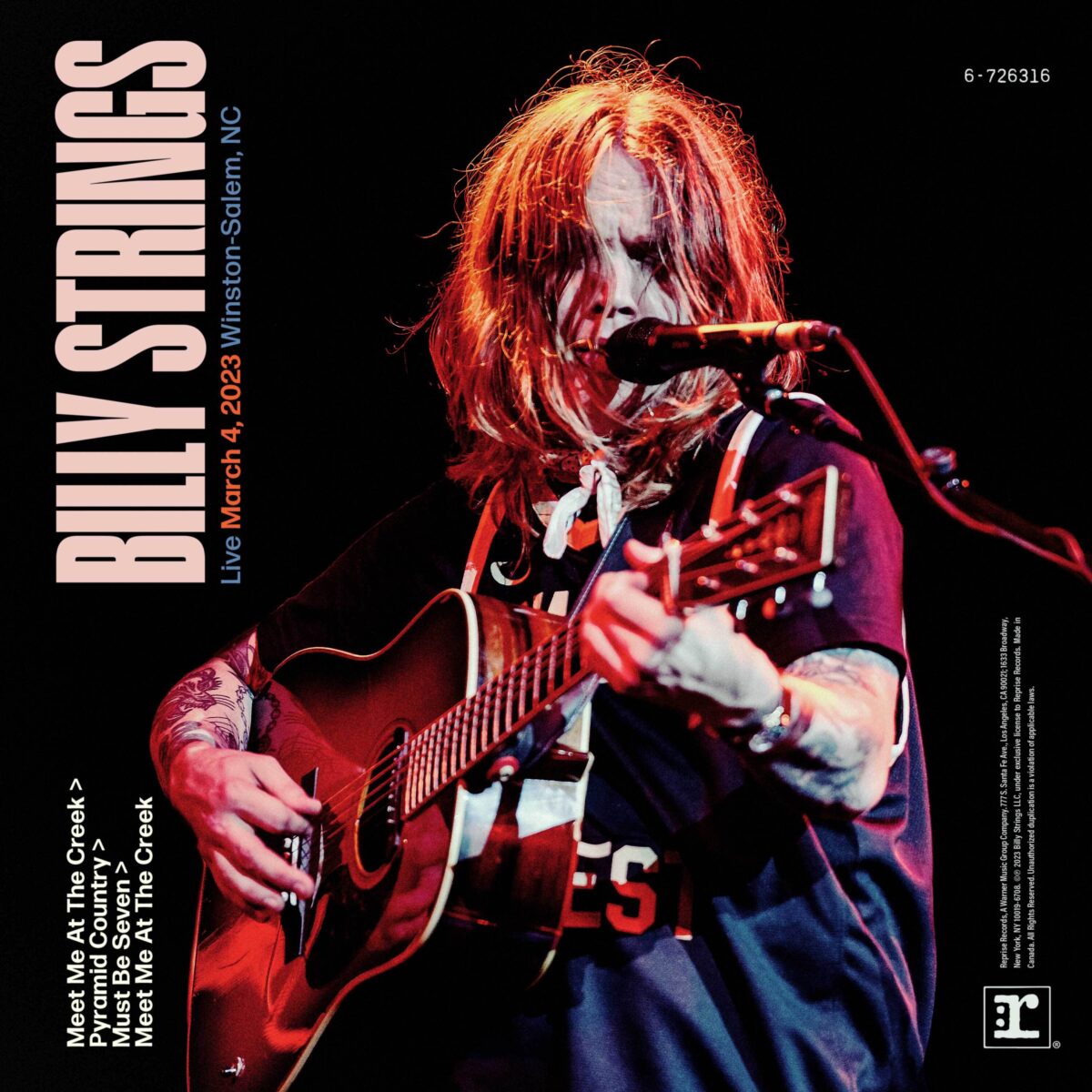 The cover for Strings' Live Single "Meet Me At The Creek/Pyramid Country/Must Be Seven/Meet Me At The Creek" Live March 4, 2023 
at Lawrence Joel Veterans Memorial Coliseum in Winston-Salem, North Carolina